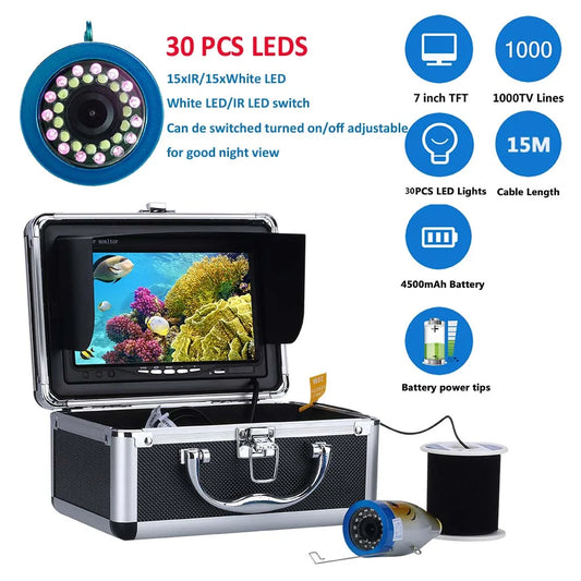 Underwater Fish Finder Camera, Double Lamp, LED Lights, and Waterproof