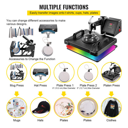 Combo Heat Press Machine - Multifunctional Sublimation Printer Transfer Printer