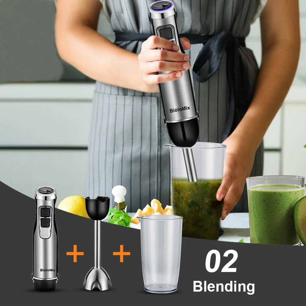 4 in 1 1200W Hand Stick Blender Mixer w/ Chopper, Smoothie Cup and Ice Blades