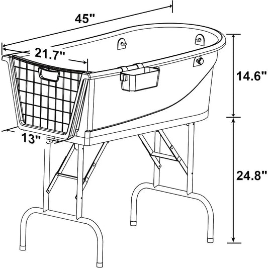 45" Pet Grooming Bathtub,  Heavy Duty with non-slip bottom, drain hose, and grooming leash for pet restraint