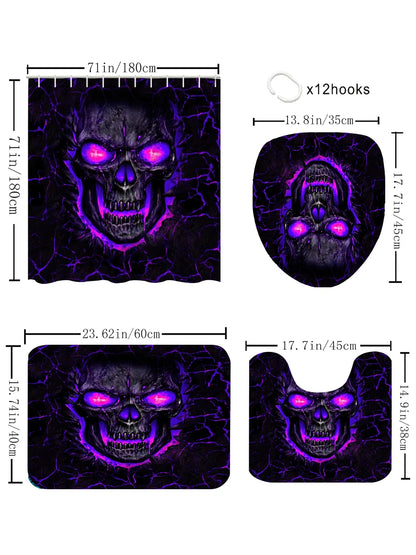 Purple Skull Bathroom Four-piece Set - Avant-garde Waterproof Shower curtain