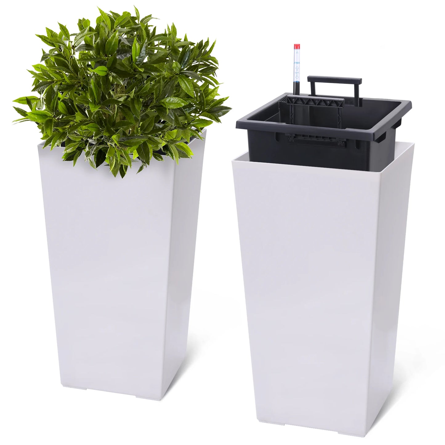 2pcs Planter Pots, Self Watering with Drainage Holes