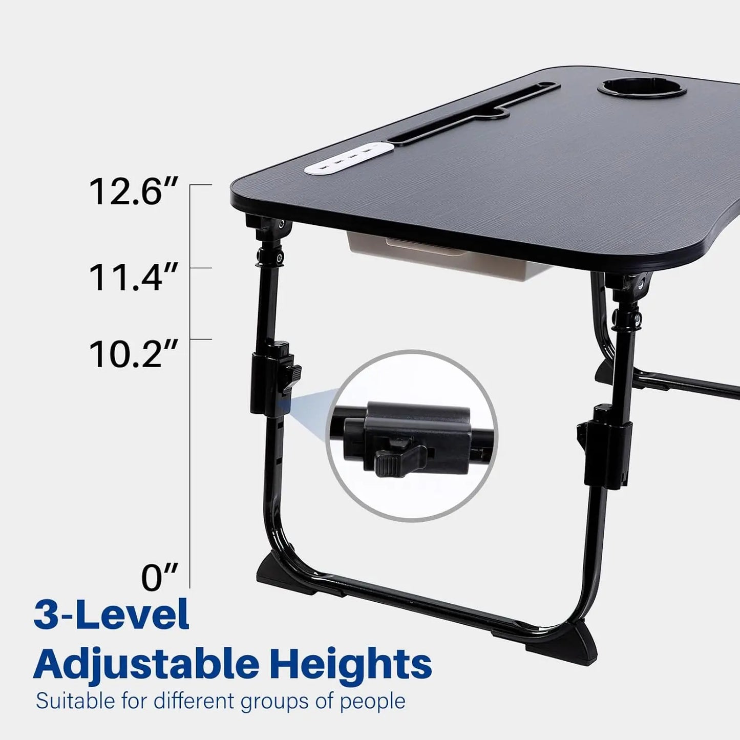 Adjustable Lap Desk - Foldable, Portable with USB Slot and Drawer