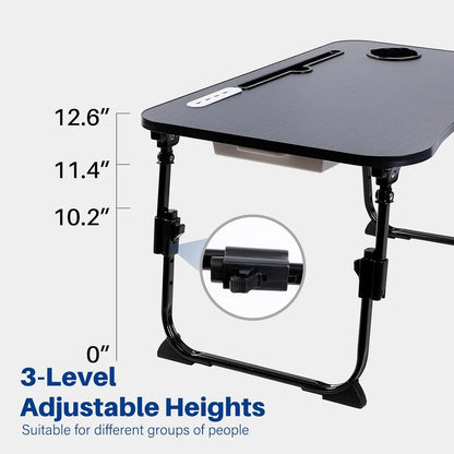 Adjustable Lap Desk - Foldable, Portable with USB Slot and Drawer