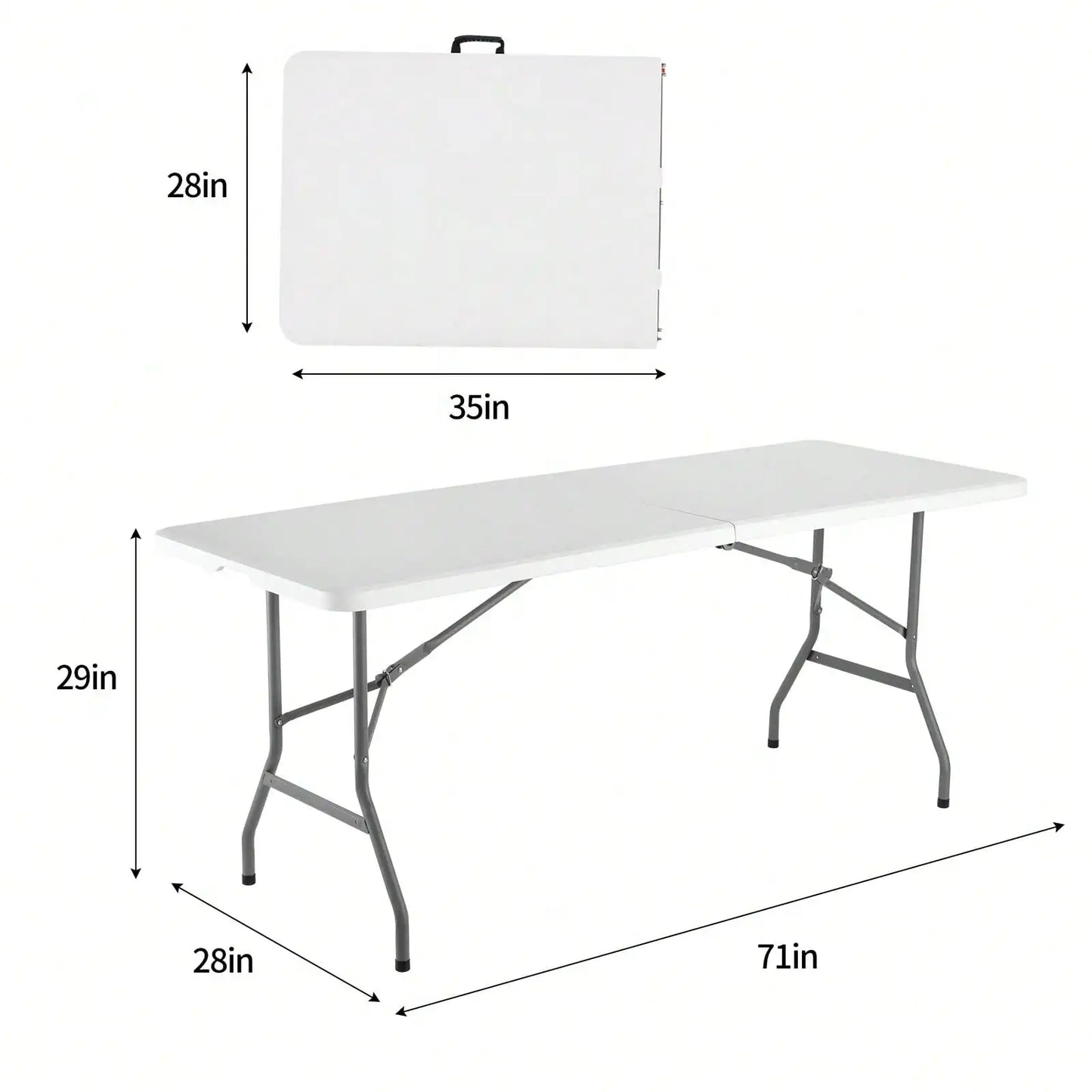 4FT/6FT Plastic Folding Table, HDPE Portable With Locking Legs and Handle