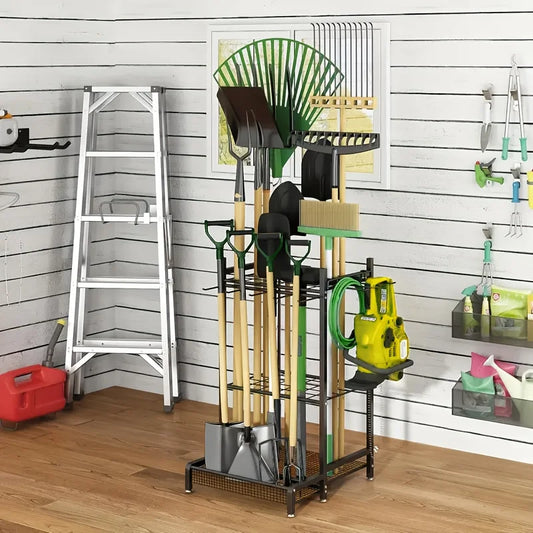 Garden tool rack, storage, heavy-duty, organizer