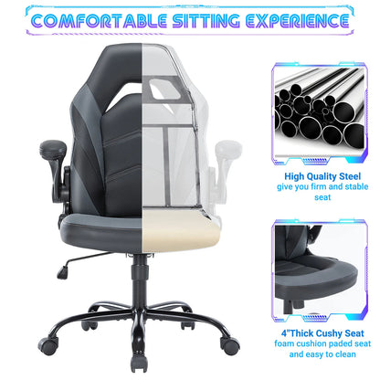 Computer/Gaming Chair, PU Leather with Flip-up Armrest
