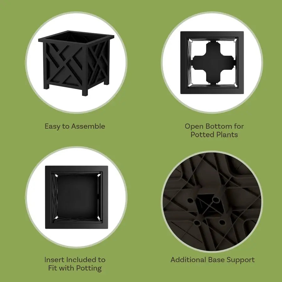 Lattice Design Planter Box, 2 Pack, 14.75Inch Decorative Planter Box