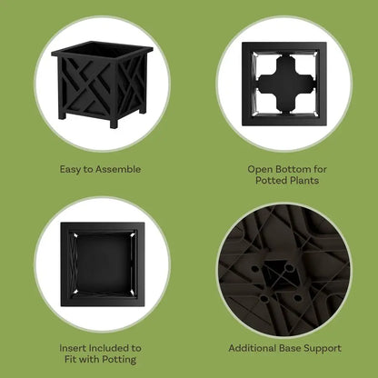 Lattice Design Planter Box, 2 Pack, 14.75Inch Decorative Planter Box