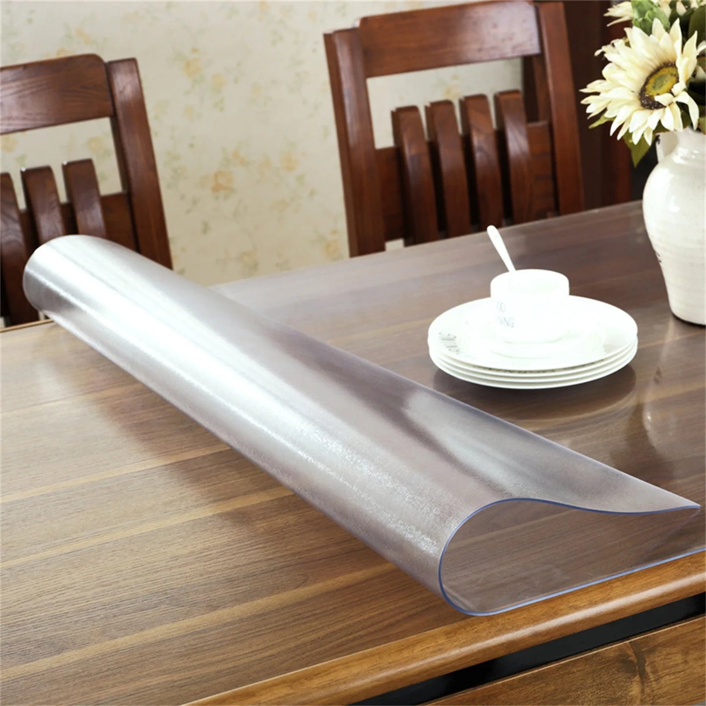 Clear Vinyl Tablecloth Protector, Waterproof, Oil-Proof, Easy to Clean, Transparent Table Cover