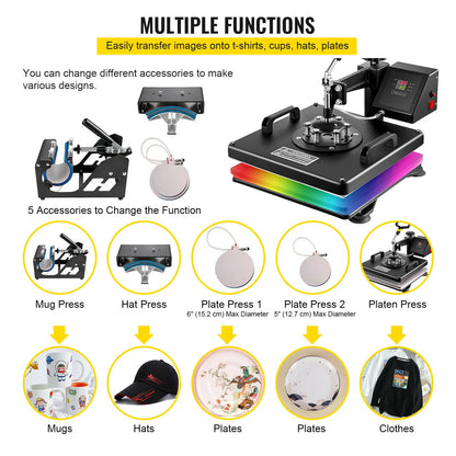 Combo Heat Press Machine - Multifunctional Sublimation Printer Transfer Printer