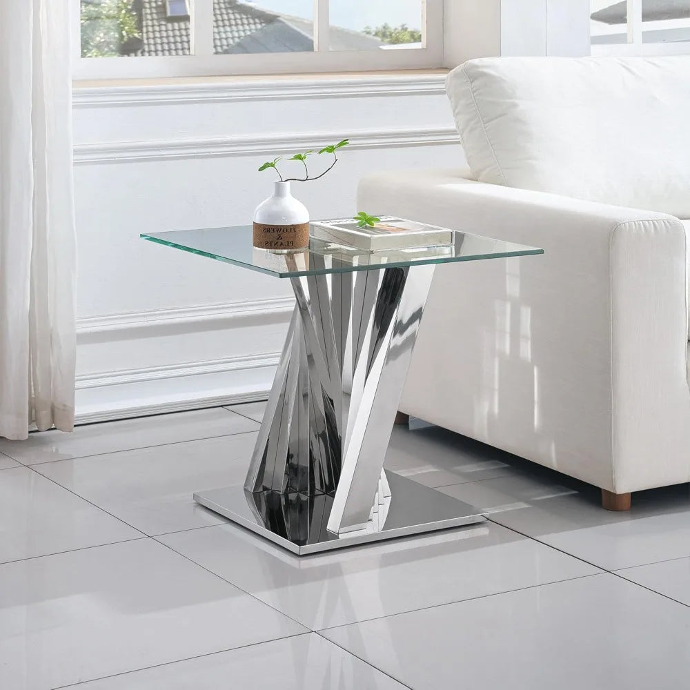 3 PC Modern Glass Table Set Includes Coffee Table, Console Table & End Table