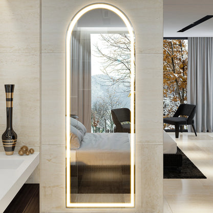 Full Length Mirror w/ 3 Color LED Lighting with an Aluminum Alloy Frame