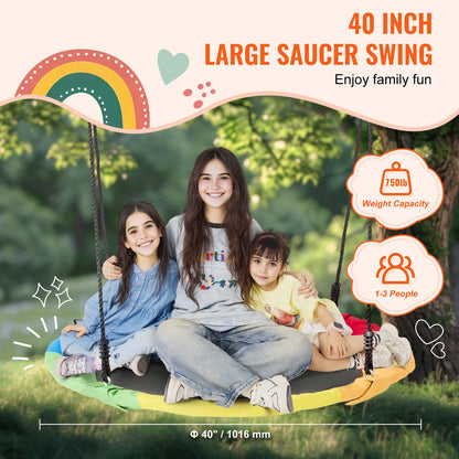 Tree Saucer Swing Seat 750lbs capacity w/ Adjustable Multi-Strand Ropes