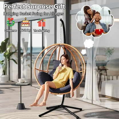 Hanging Egg Chair with Cushions, Heavy Duty, 400LBS with Stand