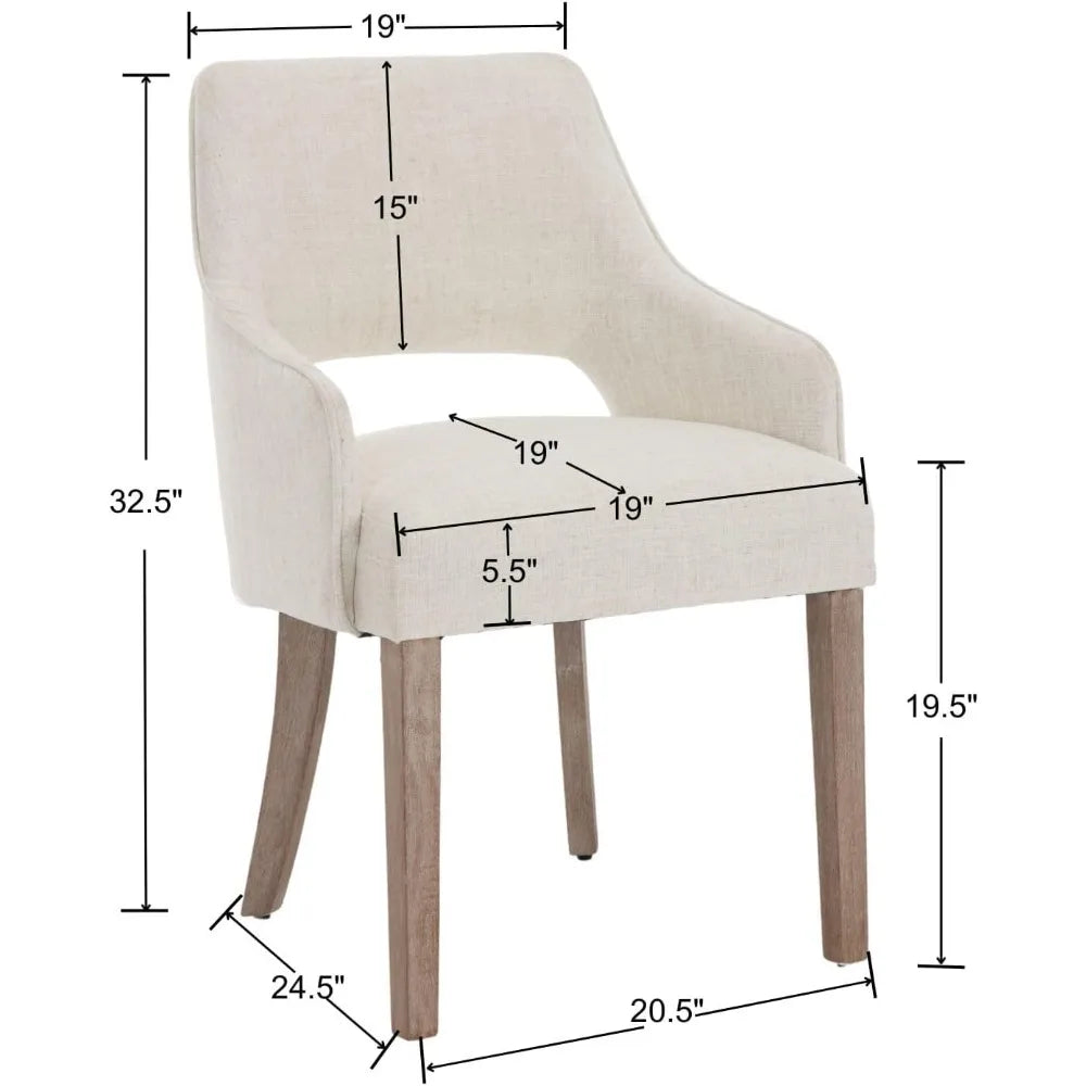 Set of 4 linen dining chairs-upholstered, accent chairs with wood legs