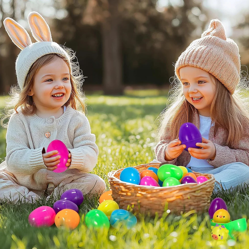 12/24/48 Pack Kids Easter Egg Hunt Game, Party Favors Prefilled Easter Eggs