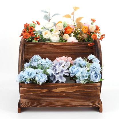 Wooden Wagon Planter Box with Wheels