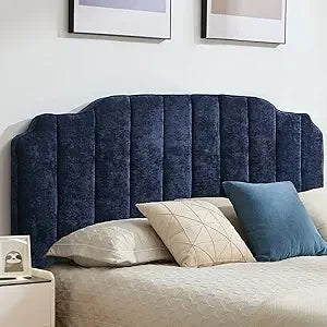 Vertical Queen Size Chenille Upholstered Headboard with Adjustable Height and Width