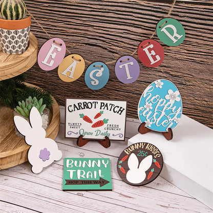 Easter Bunny Table Centerpiece Set with Vintage Wood Block Letters