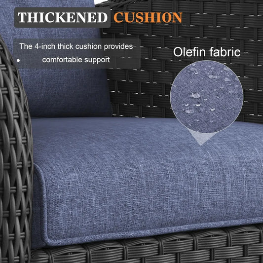 10 Piece Patio Set with Fire Pit Table, Wicker Rattan