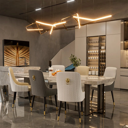 Luxury Dining Chairs, Set of 2, Microfiber Leather Chair with Lion Knocker