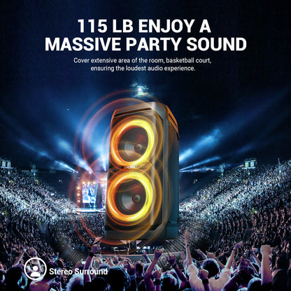 100W RMS Bluetooth Speakers, Waterproof, Portable, Party Boombox, Wireless w/lights