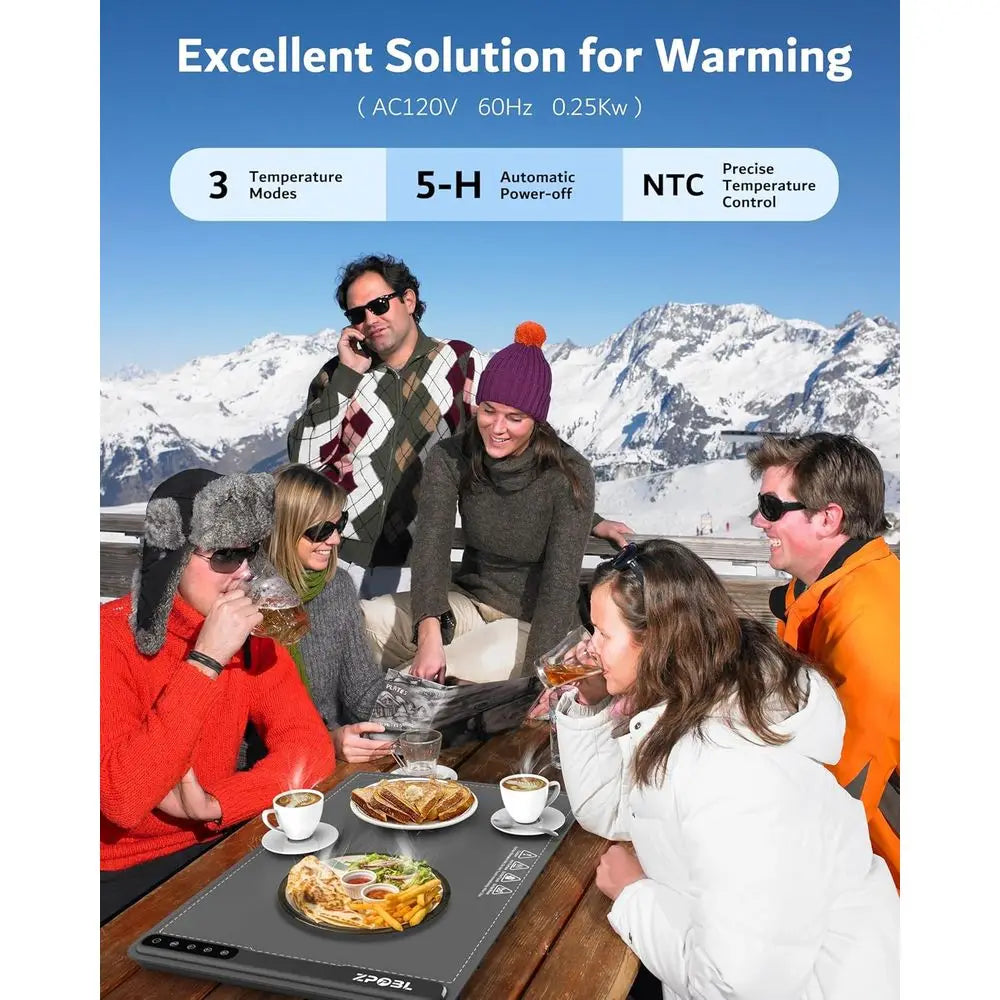 Electric Food Warming Tray (24x16), Portable & Rollable with Storage Bag