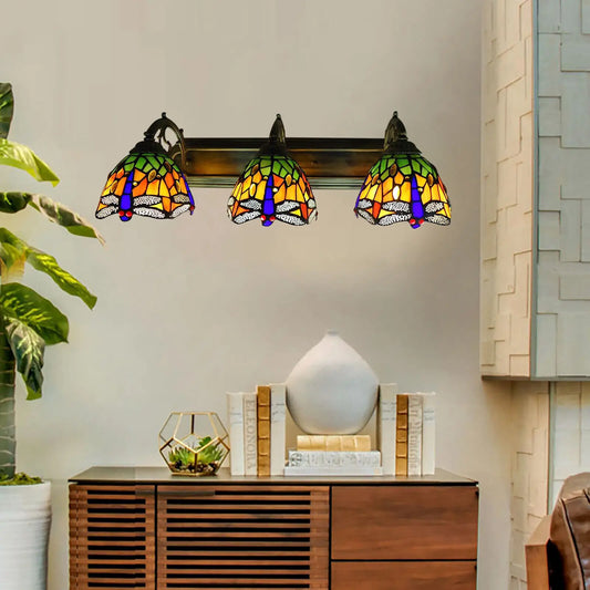 Modern Stained Glass Wall Sconce ,Victorian Tiffany Vanity Lighting