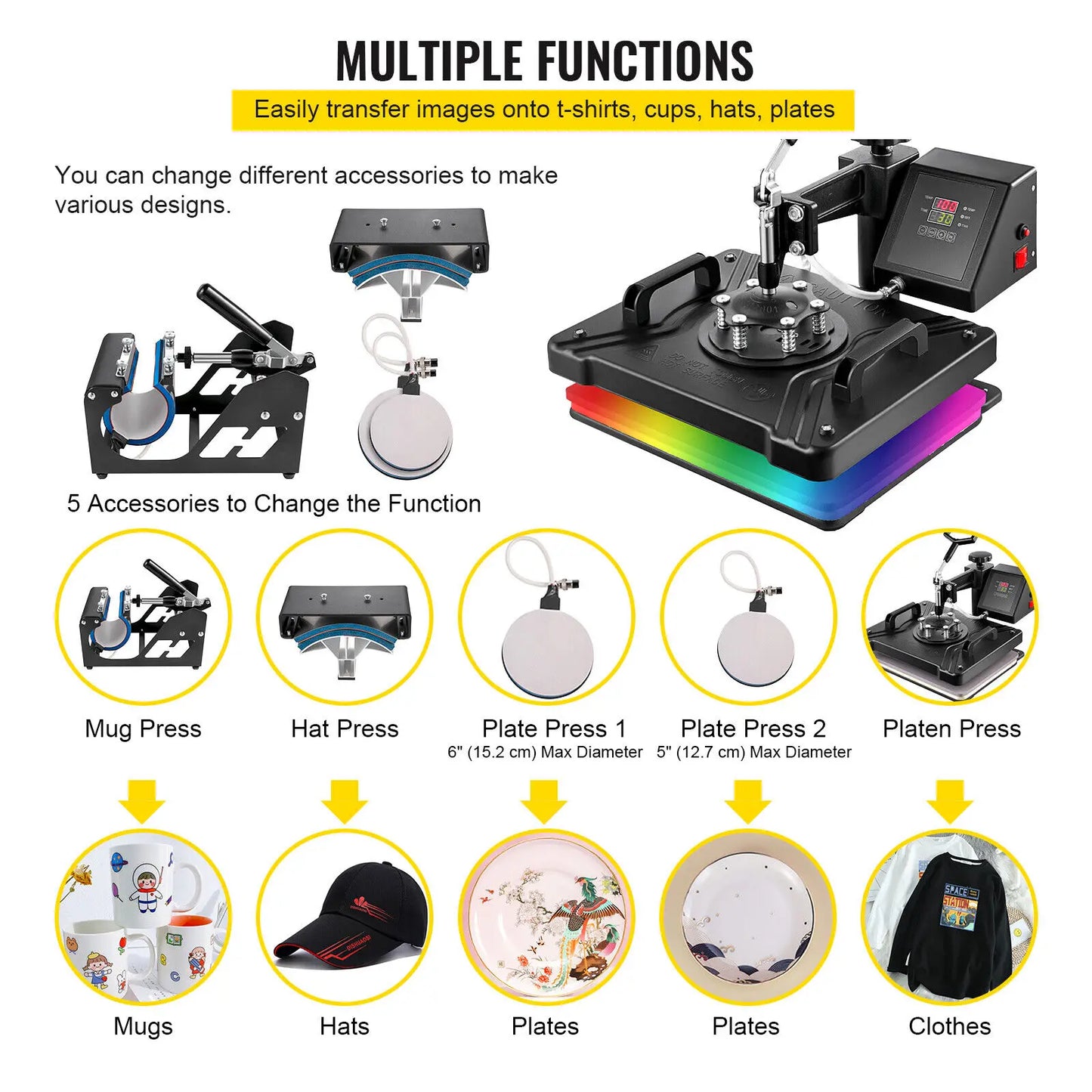 Combo Heat Press Machine - Multifunctional Sublimation Printer Transfer Printer