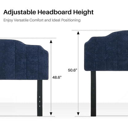 Vertical Queen Size Chenille Upholstered Headboard with Adjustable Height and Width