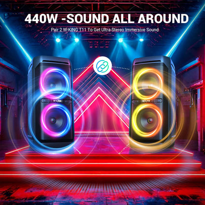 100W RMS Bluetooth Speakers, Waterproof, Portable, Party Boombox, Wireless w/lights