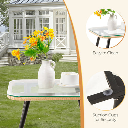 5 Piece Wicker Set, Chairs with Ottoman & Coffee Table