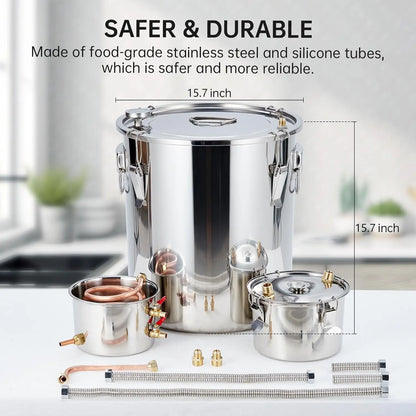 13.2 Gal/50L Brewing Kit , 3 Stainless Steel Pots with Built-in Thermometer, Water Pump and Attachments