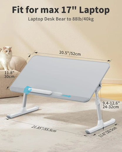 Adjustable Leather Lap Desk with Foldable Design, Height and Angle Adjustments
