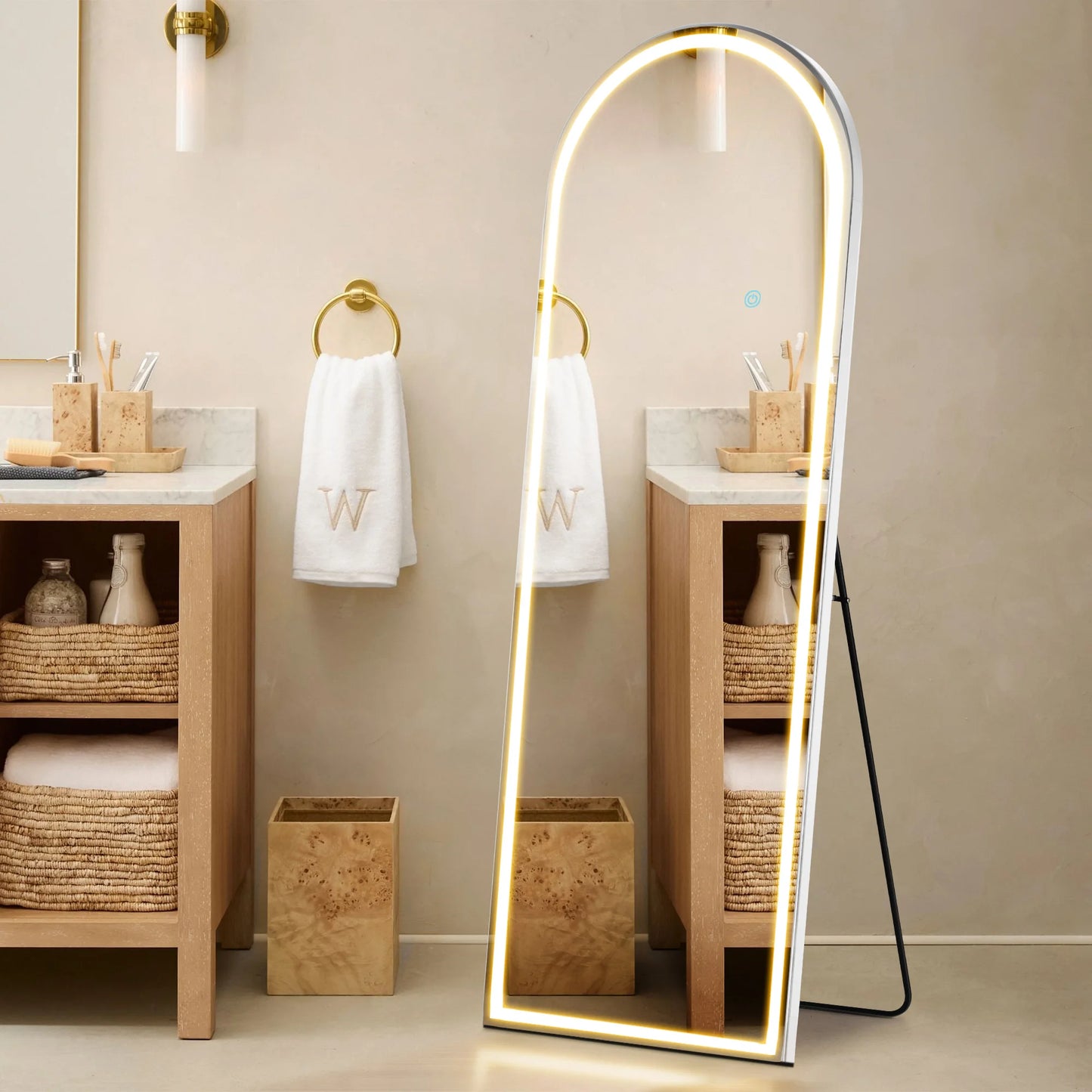 Full Length Mirror w/ 3 Color LED Lighting with an Aluminum Alloy Frame