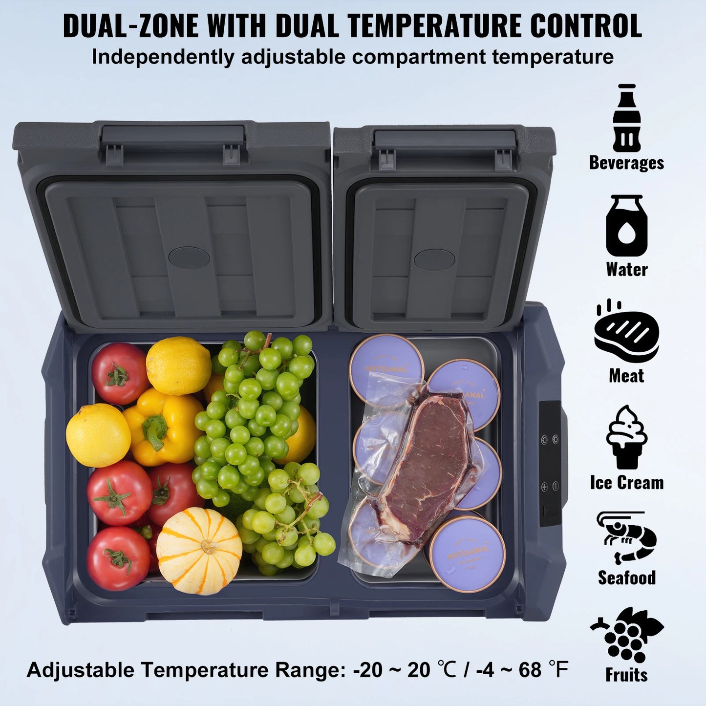 Car Refrigerator 12 Volt Fridge 40 L Dual Zone, Bluetooth, App Control, Portable and Multiple Uses