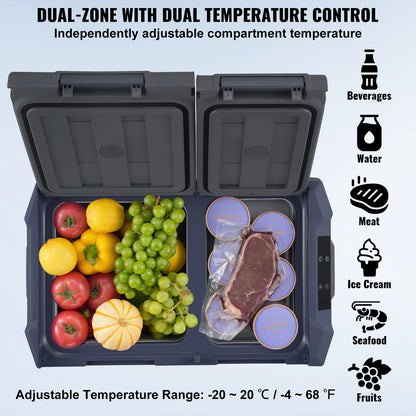 Car Refrigerator 12 Volt Fridge 40 L Dual Zone, Bluetooth, App Control, Portable and Multiple Uses