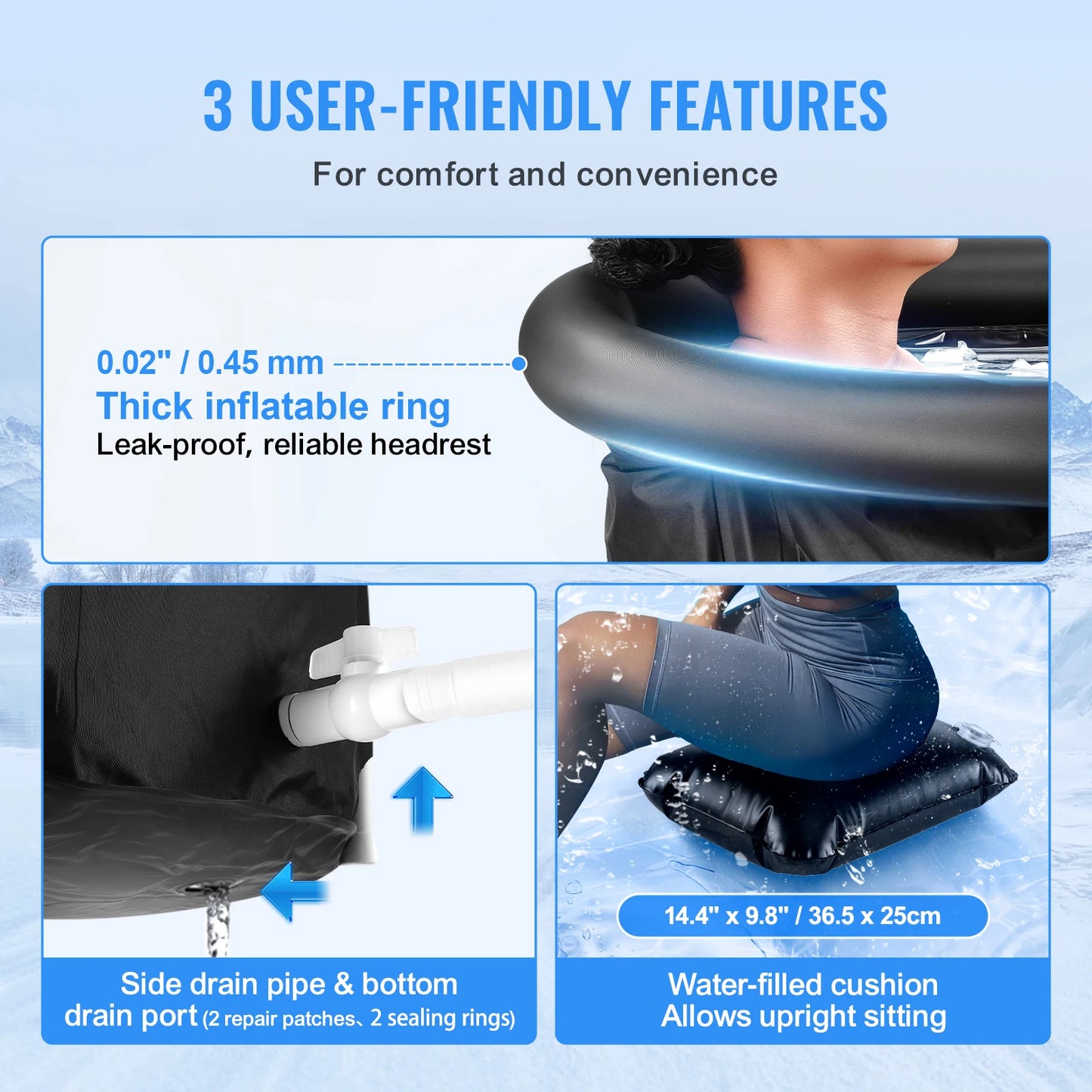 Ice Bath Tub-Cold Water Therapy for Athletes - Inflatable, Folding Bathtub