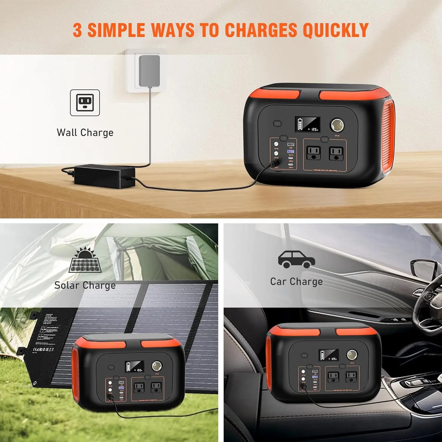 Portable Power Station,110V AC Outlets Solar Generator Power Bank