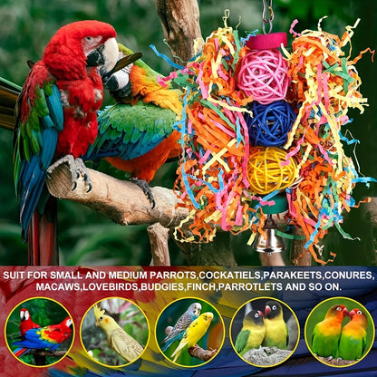 5 Piece  Colorful Bird Toys including a Swing and Climbing Rope