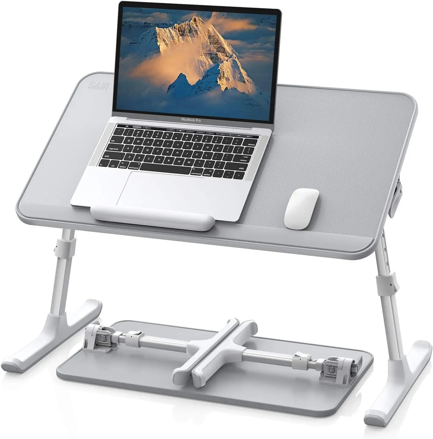 Adjustable Leather Lap Desk with Foldable Design, Height and Angle Adjustments