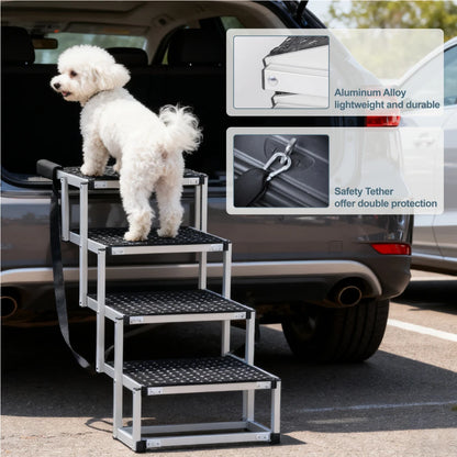 Foldable Dog Steps, Portable Pet Stairs with Non-Slip Surface & Reinforced Design