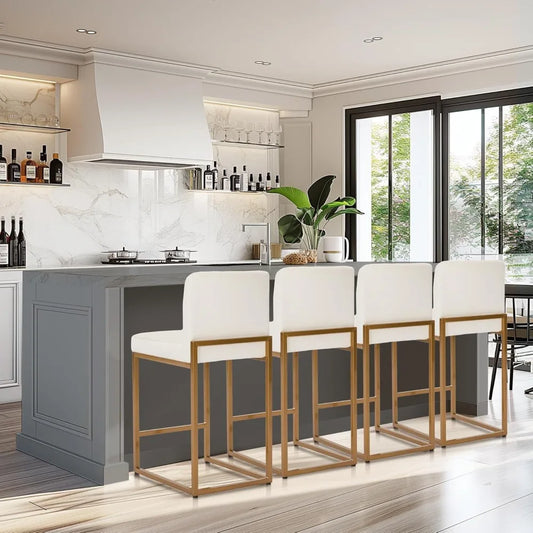 24" Counter Height Leather Stools with Back Support