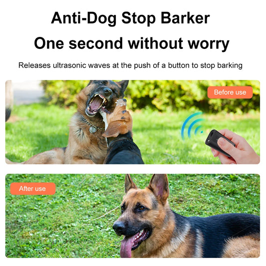 Ultrasonic Dog Bark and Aggressive Deterrent Device, Long Range, Rechargeable with LED Flashlight