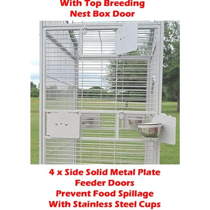 Elegant Wrought Iron Play Top Bird Cage  w/Large Interior Space, Removable Trays, On Wheels