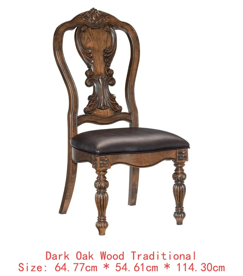 Elegant Formal 5-Piece Dining Set with Extension Leaf Table & 4 Chairs - Dark Oak Finish