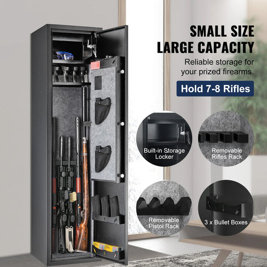 Gun Safe w/ Digital Keypad & Lock Gun Storage Cabinet with Removable Storage Shelf