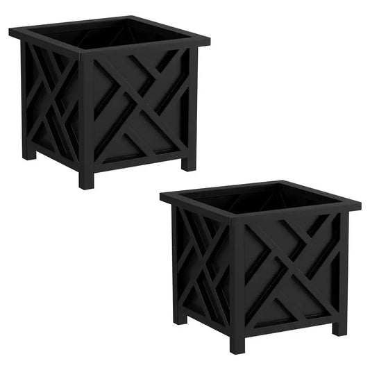 Lattice Design Planter Box, 2 Pack, 14.75Inch Decorative Planter Box