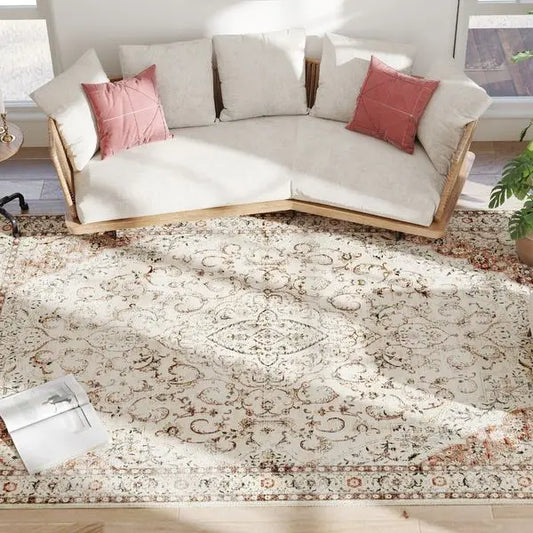 8x10 Area Rug, Machine Washable, Non-Slip Floral Print